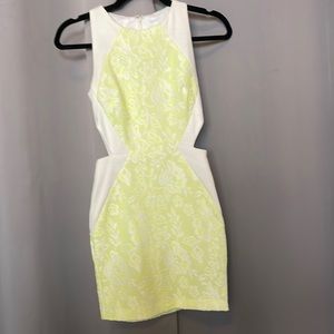✨$4 SALE ASOS Petite Neon Yellow Lace Cut Out Body Con Mini Dress 0P